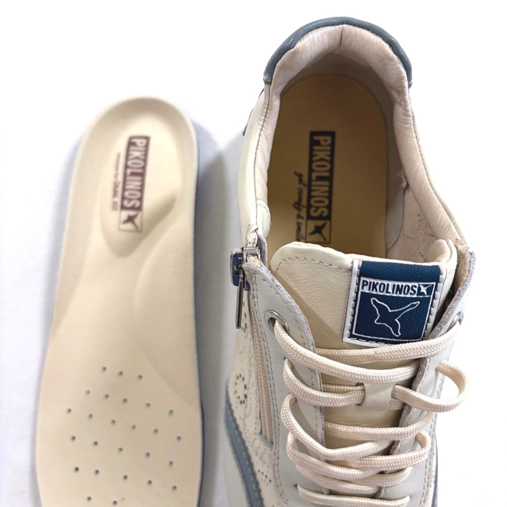 Pikolinos Cantabria Never Worn Cream Grey Leather Perforated Zip Sneakers 38 - Picture 9 of 16